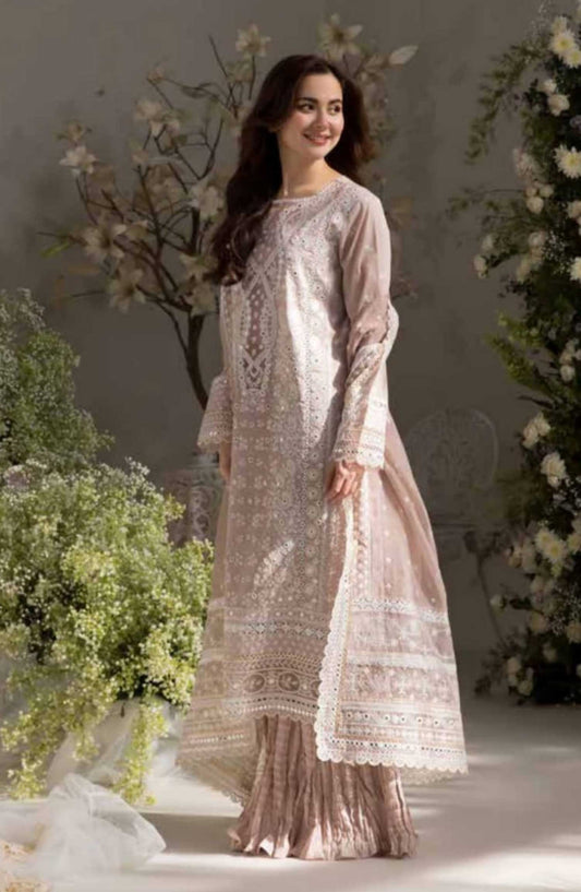 Sobia Nazir Embroidered Unstitched 3 Piece Suit - D-09 A - SBN25LL - White - Summer Collection