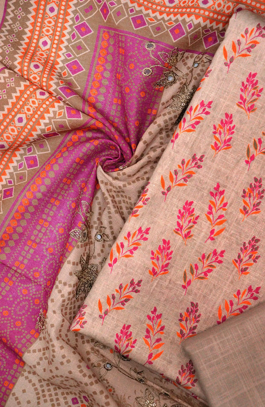 Falak Printed and Embroidered Khaddar Collection - Design 09