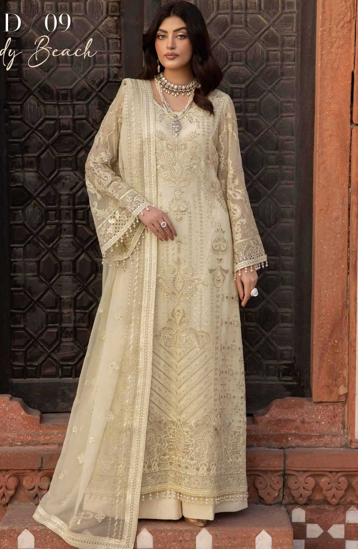 Dilkash by Lavish Premium Embroidered Chiffon Unstitched 3 Piece - Design 09 Sundy Beach - LP25D - Fawn - Formal Collection