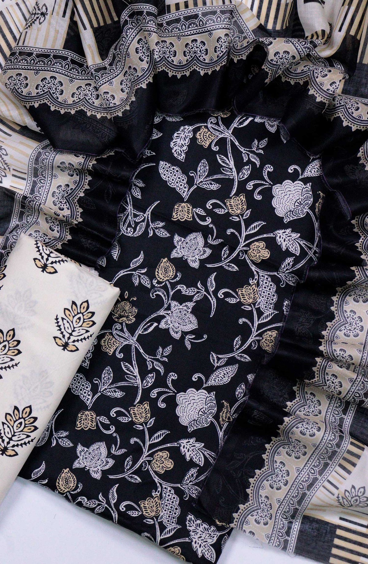 Bin Saeed Printed Lawn Unstitched 3 Piece - D-010 - BS25L - Black - Summer Collection