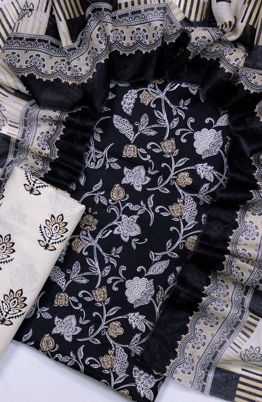 Bin Saeed Printed Lawn Unstitched 3 Piece - D-010 - BS25L - Black - Summer Collection