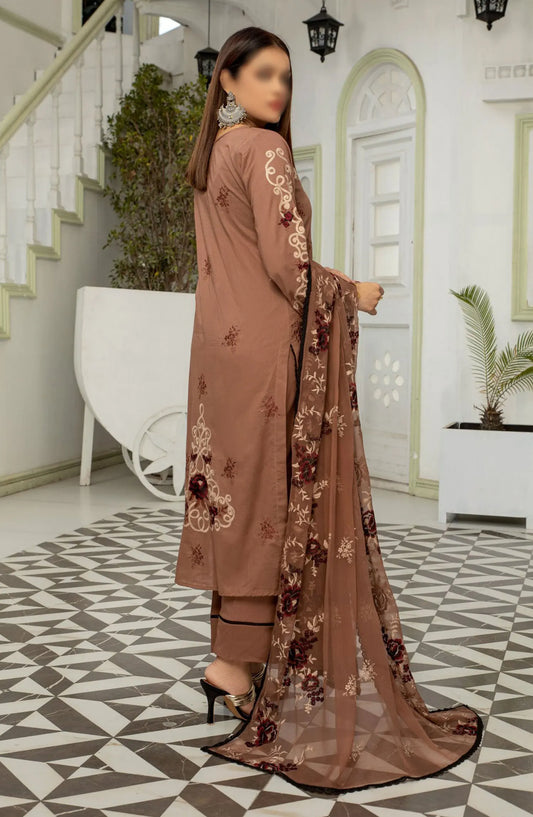 Saffron Premium Embroidered Lawn Collection 2024 - Design 10