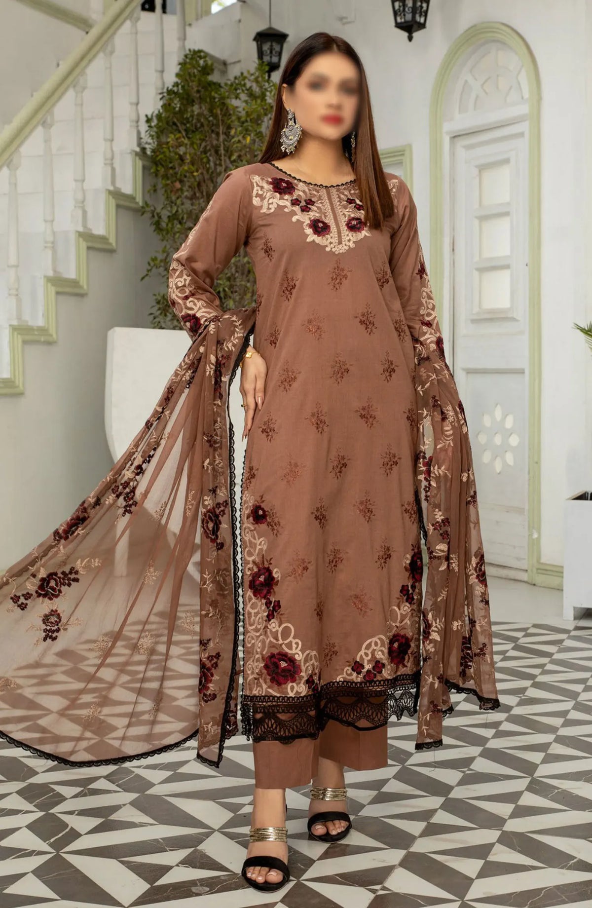Saffron Premium Embroidered Lawn Collection 2024 - Design 10