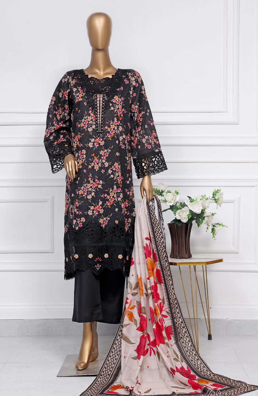 Raya by Sadabahar Embroidered Lawn Stitched 3 Piece - D-10 - SDB25RE - Black - Summer Collection