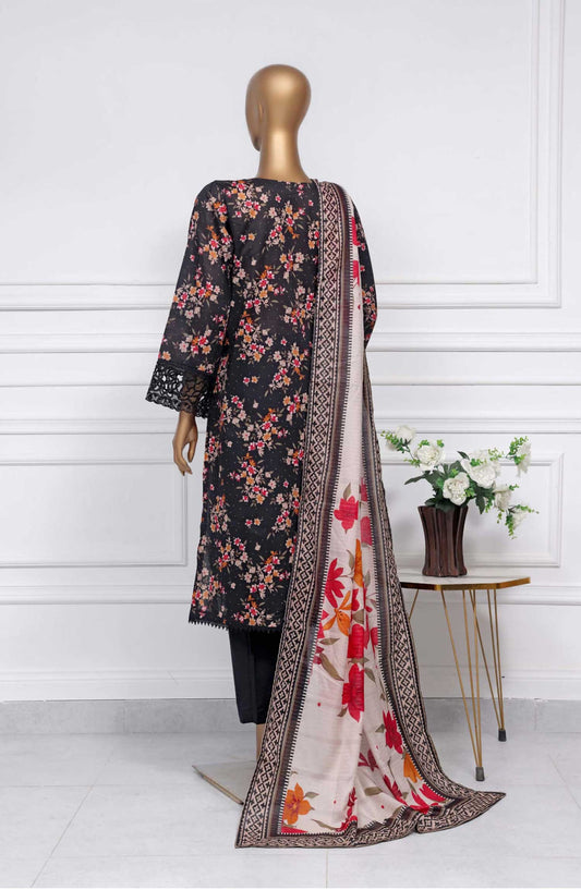 Raya by Sadabahar Embroidered Lawn Stitched 3 Piece - D-10 - SDB25RE - Black - Summer Collection