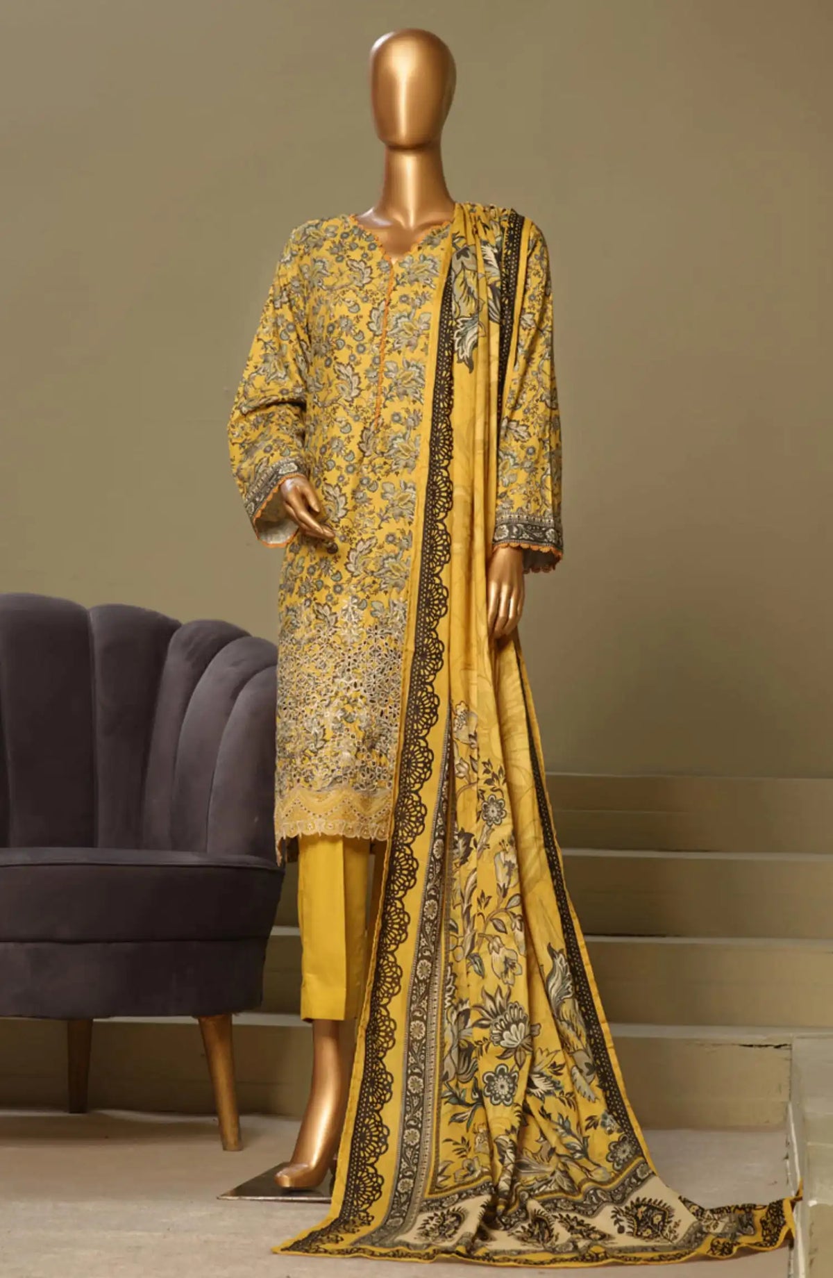 BIN SAEED Exclusive Cotton Chikankari 3 Piece Vol 1 - Design 10