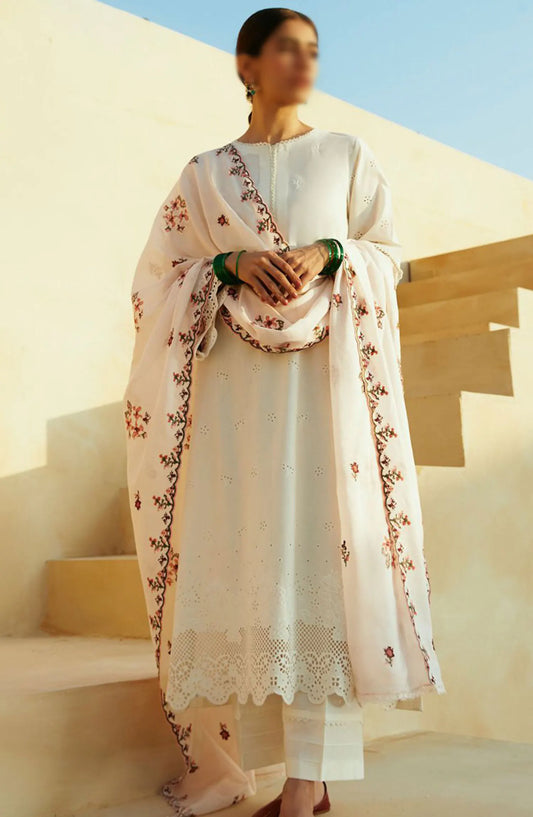 Cross Stitch Unstitched Premium Lawn Collection - Design 10 PASTEL PINK