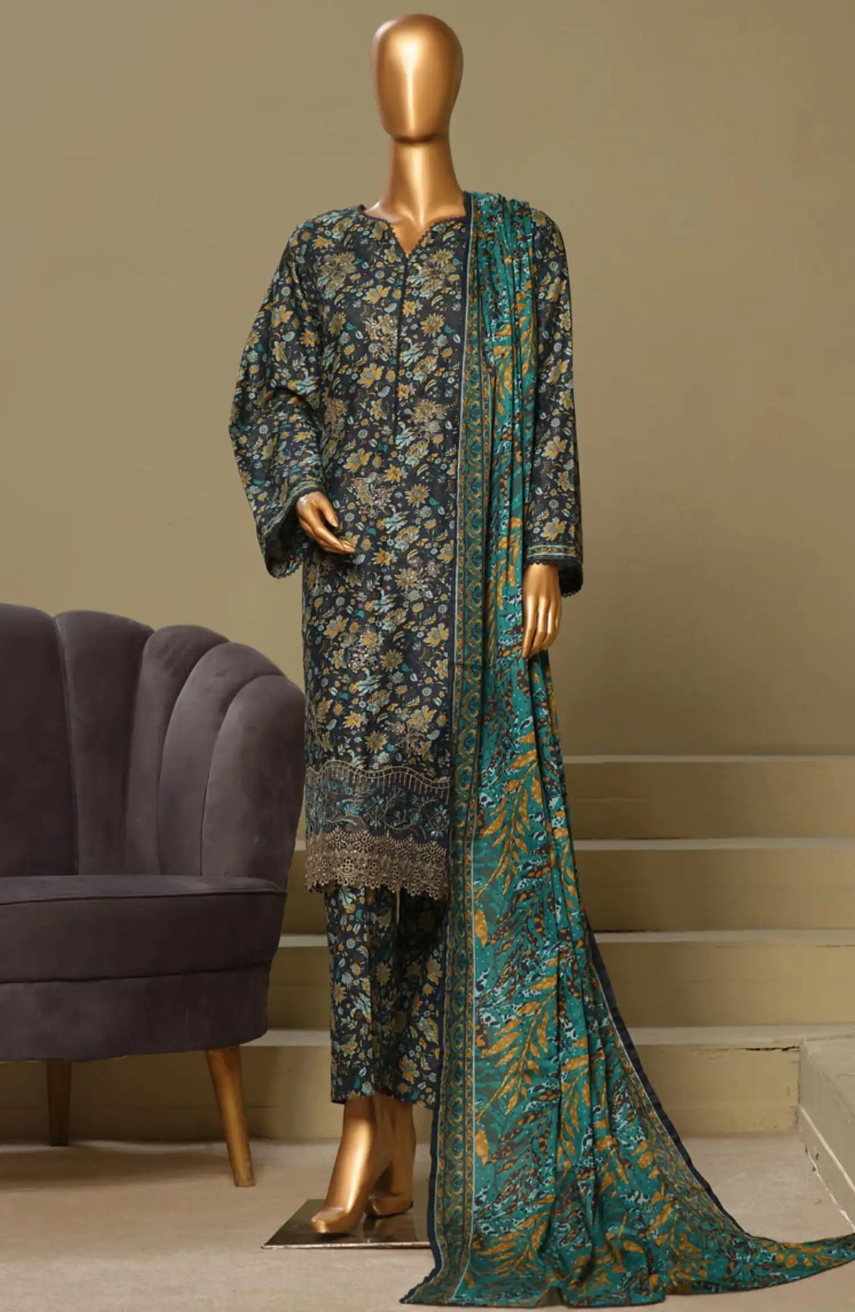 BIN SAEED Exclusive Cotton Chikankari 3 Piece Vol 1 - Design 11