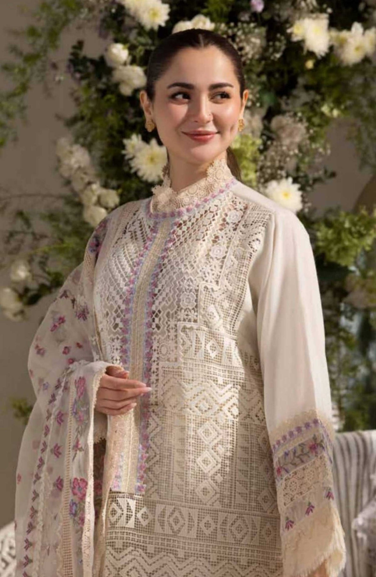 Sobia Nazir Embroidered Unstitched 3 Piece Suit - D-11 B - SBN25LL - White - Summer Collection