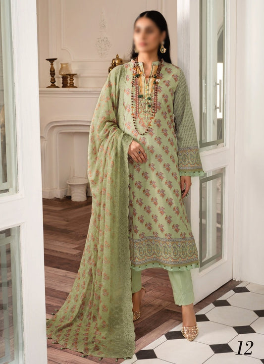 AL ZOHAIB Sunshine Bloom Bamber Chikankari Dupatta Collection - Design 12