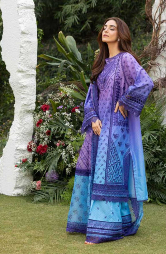 Sobia Nazir Embroidered Unstitched 3 Piece Suit - D-12 B - SBN25LL - Blue - Summer Collection