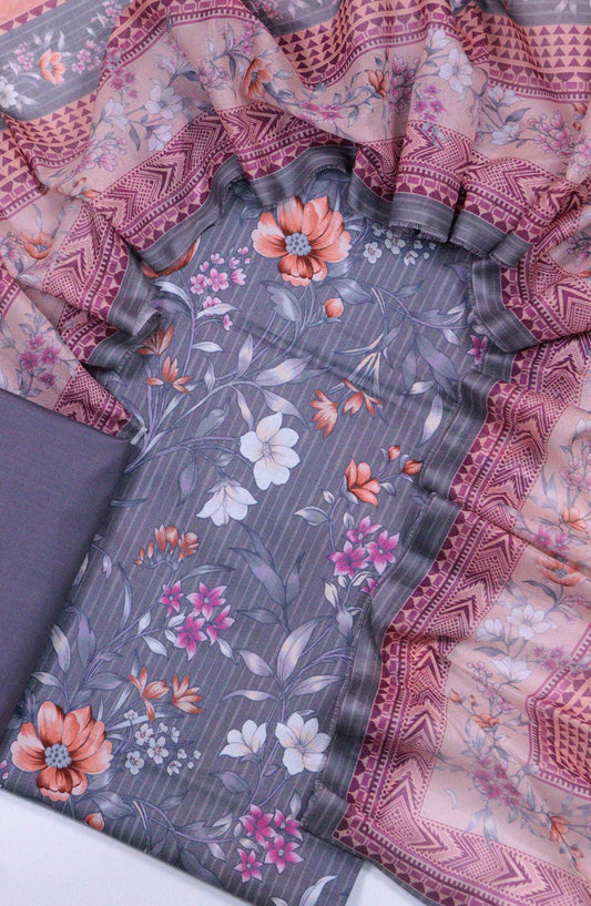 Bin Saeed Printed Lawn Unstitched 3 Piece - D-14 - BS25L - Purple - Summer Collection