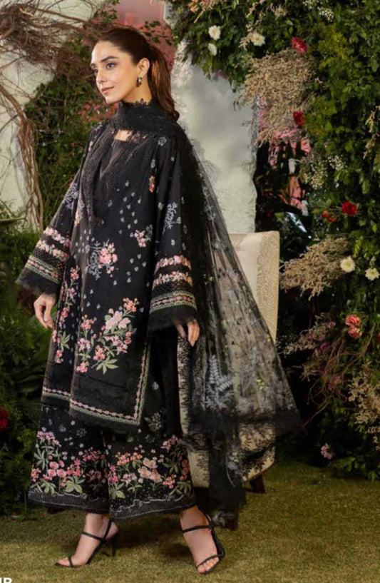 Sobia Nazir Embroidered Unstitched 3 Piece Suit - D-14 B - SBN25LL - Black - Summer Collection