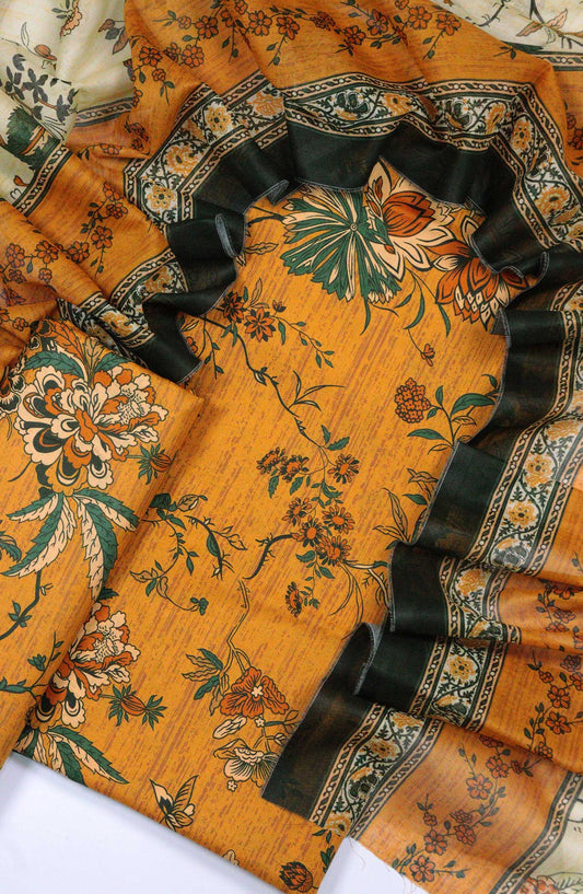 Bin Saeed Printed Lawn Unstitched 3 Piece - D-16 - BS25L - Yellow - Summer Collection