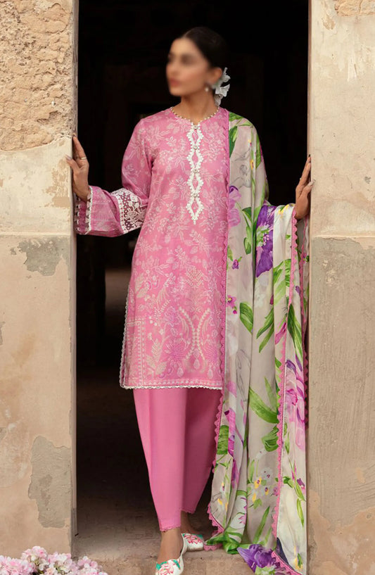 Cross Stitch Unstitched Premium Lawn Collection - Design 20 CORAL FLORET