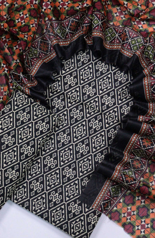 Bin Saeed Printed Lawn Unstitched 3 Piece - D-24 - BS25L - Black - Summer Collection
