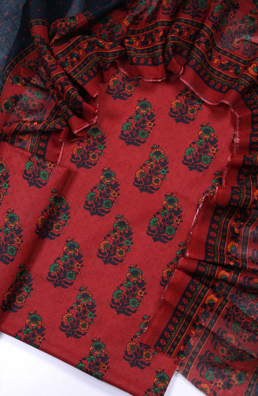 Bin Saeed Printed Lawn Unstitched 3 Piece - D-25 - BS25L - Red - Summer Collection