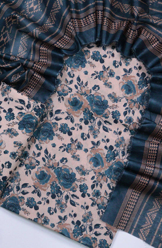Bin Saeed Printed Lawn Unstitched 3 Piece - D-26 - BS25L - Blue - Summer Collection