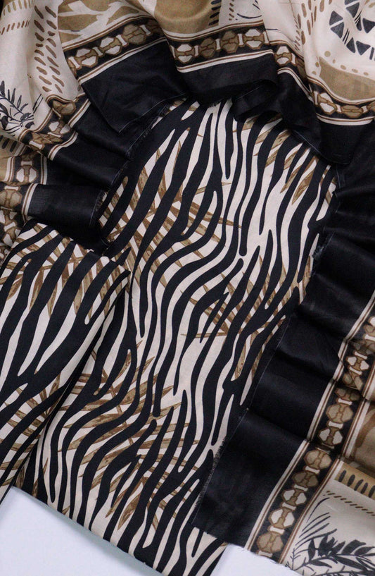 Bin Saeed Printed Lawn Unstitched 3 Piece - D-28 - BS25L - Black - Summer Collection