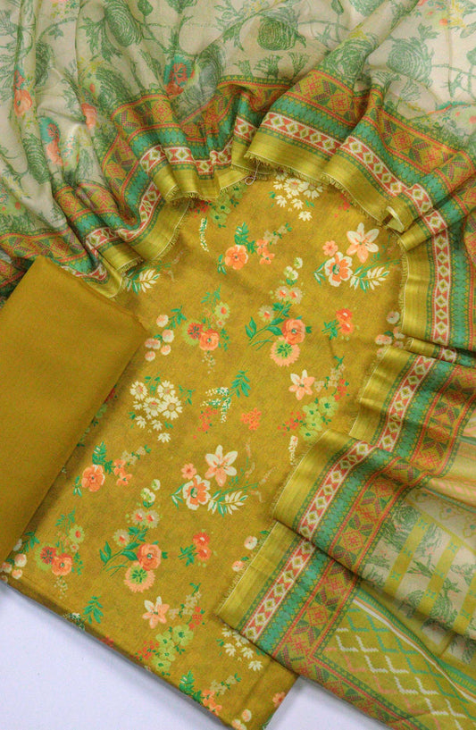 Bin Saeed Printed Lawn Unstitched 3 Piece - D-32 - BS25L - Yellow - Summer Collection