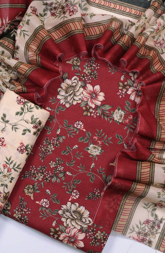 Bin Saeed Printed Lawn Unstitched 3 Piece - D-36 - BS25L - Red - Summer Collection