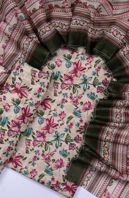 Bin Saeed Printed Lawn Unstitched 3 Piece - D-42 - BS25L - Off White - Summer Collection