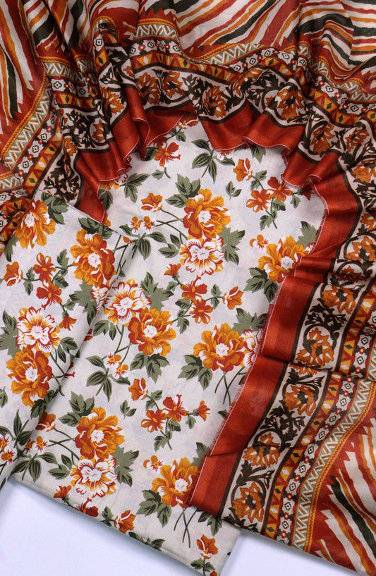 Bin Saeed Printed Lawn Unstitched 3 Piece - D-45 - BS25L - White - Summer Collection