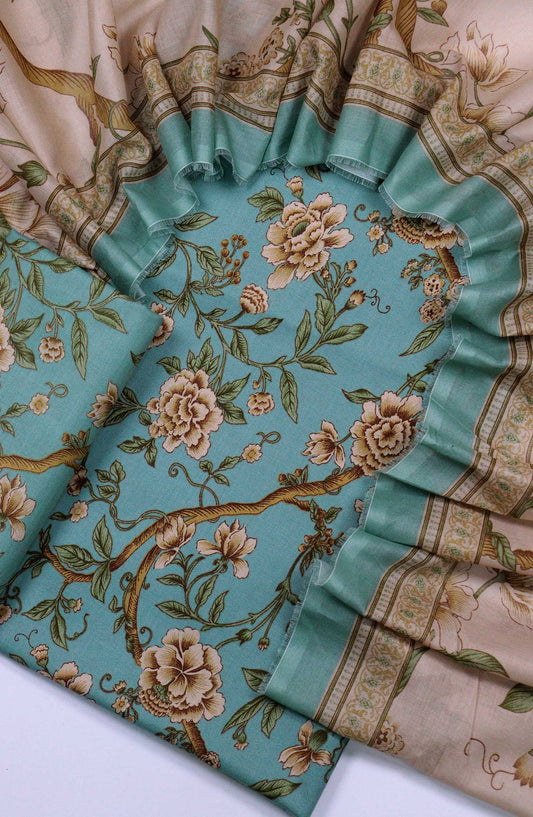 Bin Saeed Printed Lawn Unstitched 3 Piece - D-46 - BS25L - Light Blue - Summer Collection