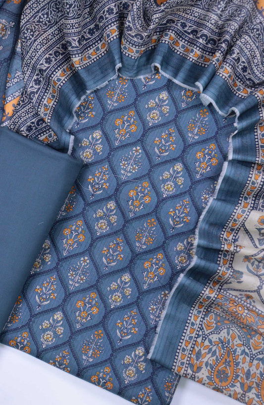 Bin Saeed Printed Lawn Unstitched 3 Piece - Design 54 - BS25L - Dark Blue - Summer Collection