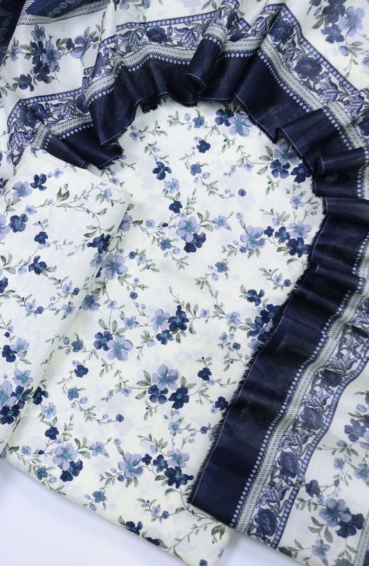 Bin Saeed Printed Lawn Unstitched 3 Piece - Design 57 - BS25L - White - Summer Collection