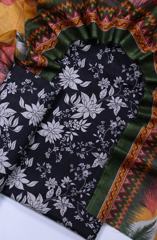 Bin Saeed Printed Lawn Unstitched 3 Piece - Design 58 - BS25L - Black - Summer Collection
