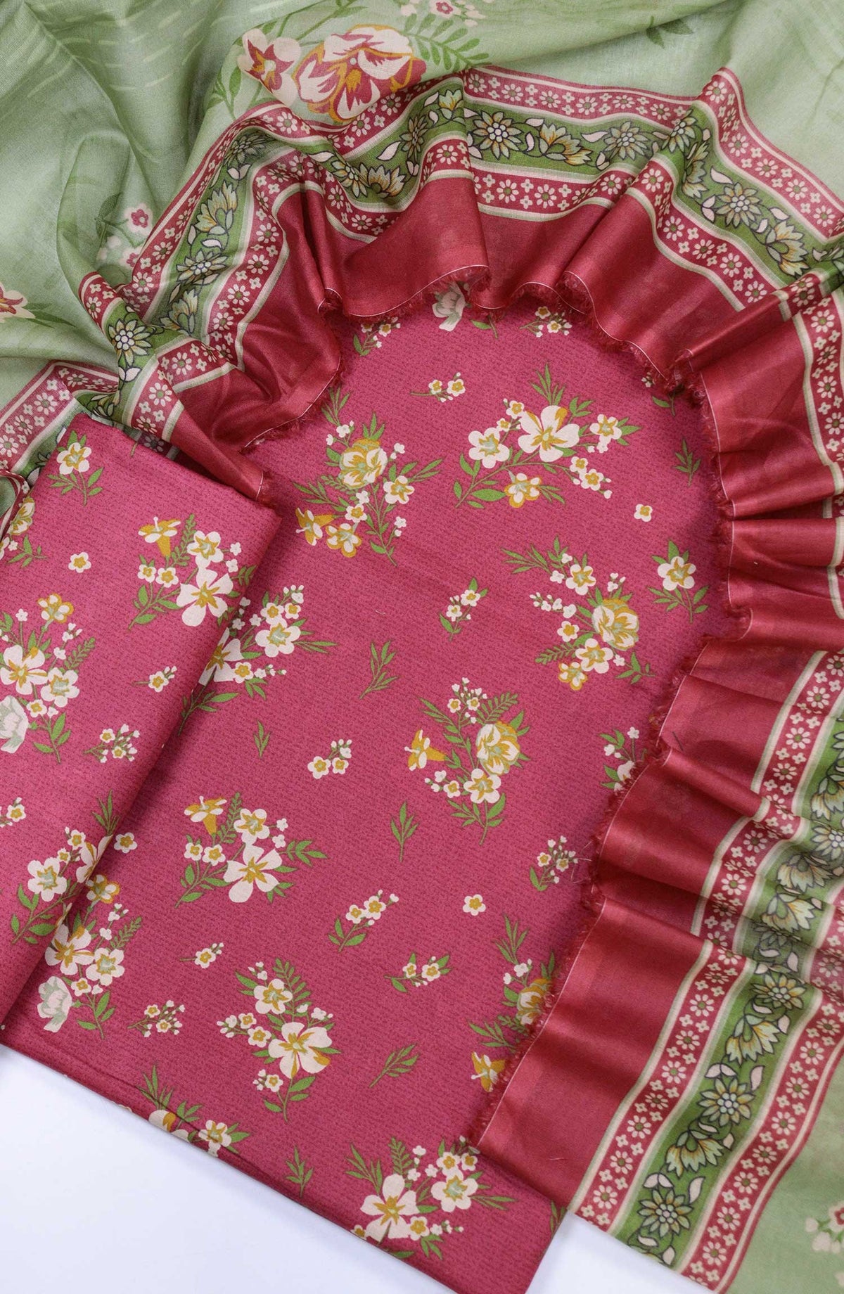 Bin Saeed Printed Lawn Unstitched 3 Piece - Design 61 - BS25L - Red - Summer Collection
