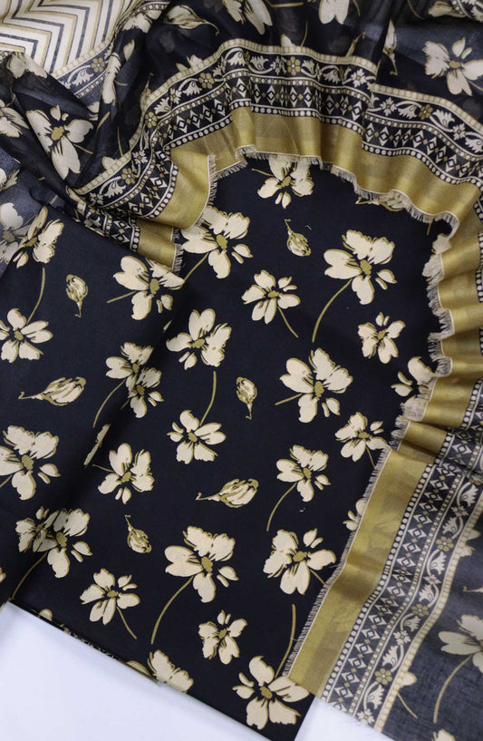 Bin Saeed Printed Lawn Unstitched 3 Piece - Design 64 - BS25L - Black - Summer Collection