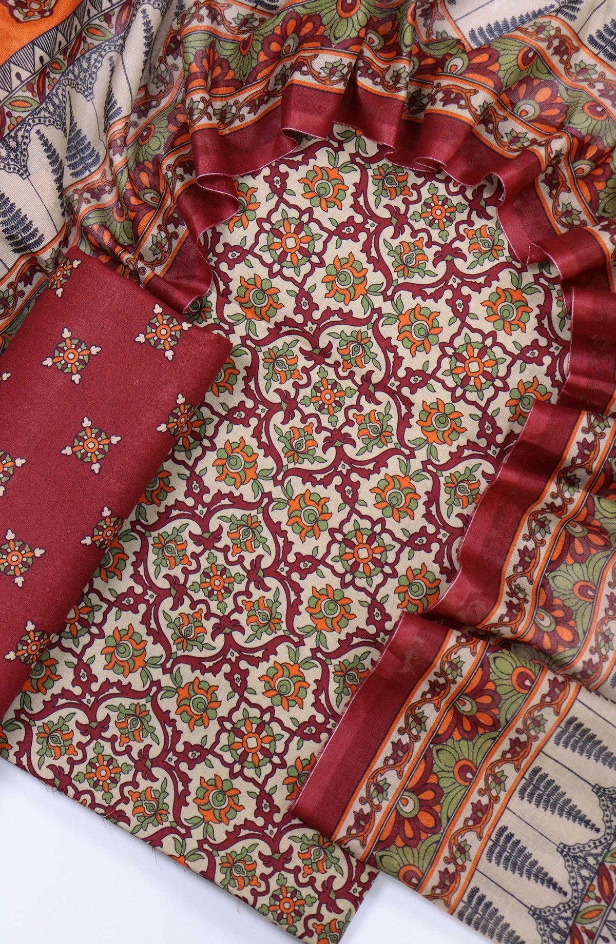 Bin Saeed Printed Lawn Unstitched 3 Piece - Design 65 - BS25L - Red - Summer Collection