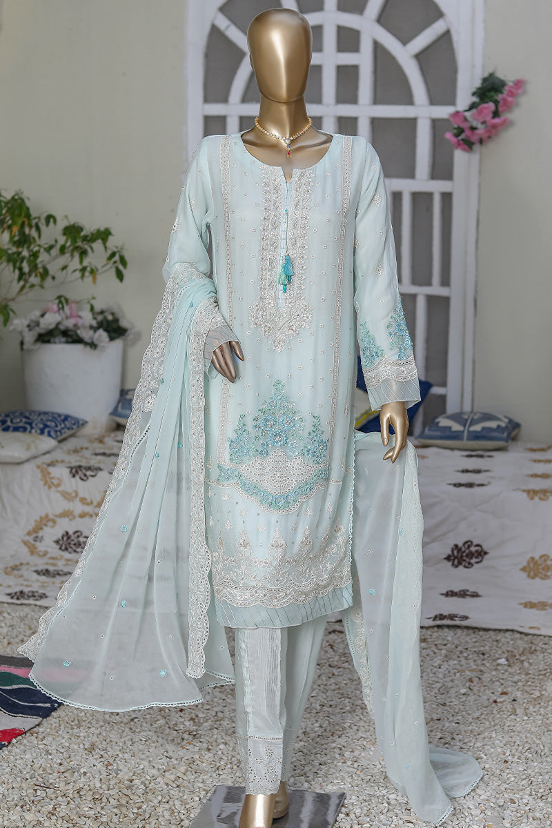 HZ Formals Chiffon Embroidered RTW Vol 02  - HZ - Design 65 Ice Blue
