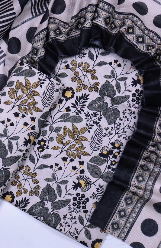 Bin Saeed Printed Lawn Unstitched 3 Piece - Design 67 - BS25L - White - Summer Collection