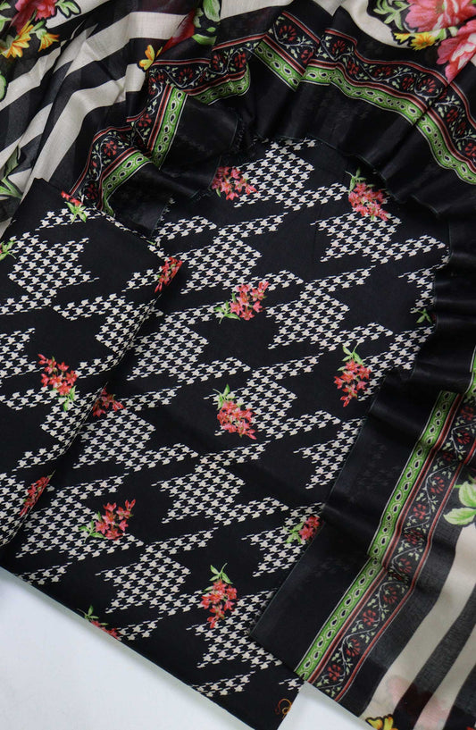 Bin Saeed Printed Lawn Unstitched 3 Piece - D-70 - BS25L - Black - Summer Collection