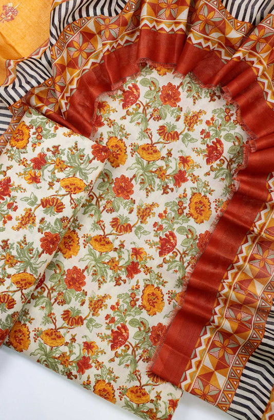 Bin Saeed Printed Lawn Unstitched 3 Piece - D-71 - BS25L - Orange - Summer Collection