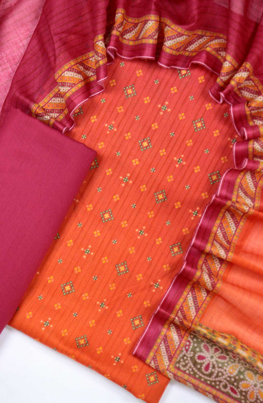 Bin Saeed Printed Lawn Unstitched 3 Piece - D-75 - BS25L - Dark Orange - Summer Collection