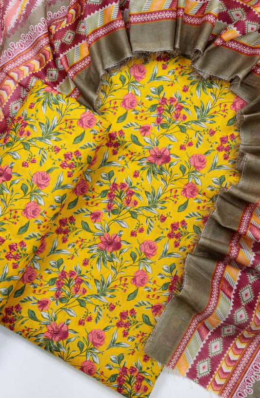 Bin Saeed Printed Lawn Unstitched 3 Piece - D-78 - BS25L - Yellow - Summer Collection