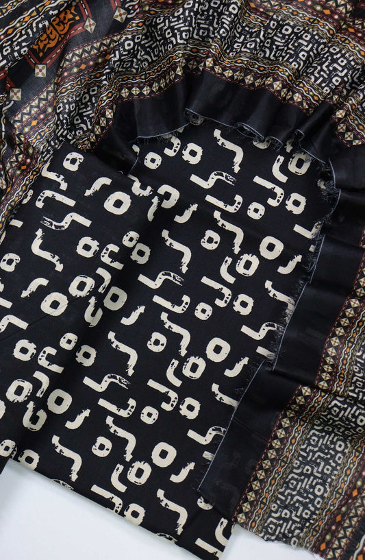 Bin Saeed Printed Lawn Unstitched 3 Piece - D-79 - BS25L - Black - Summer Collection