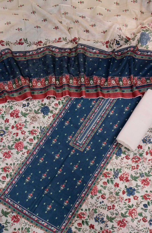 Bin Saeed Printed Lawn Unstitched 3 Piece Suit - D-81 - BS25L - Blue - Summer Collection