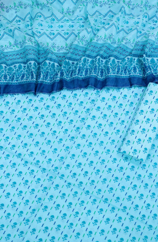 Bin Saeed Printed Lawn Unstitched 3 Piece Suit - D-87 - BS25L - Light Blue - Summer Collection