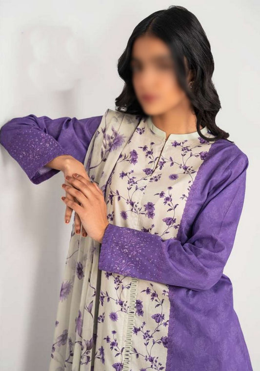 Cross Stitch Daily Unstitched Lawn Collection 2023 Design 8 Mauve Hue