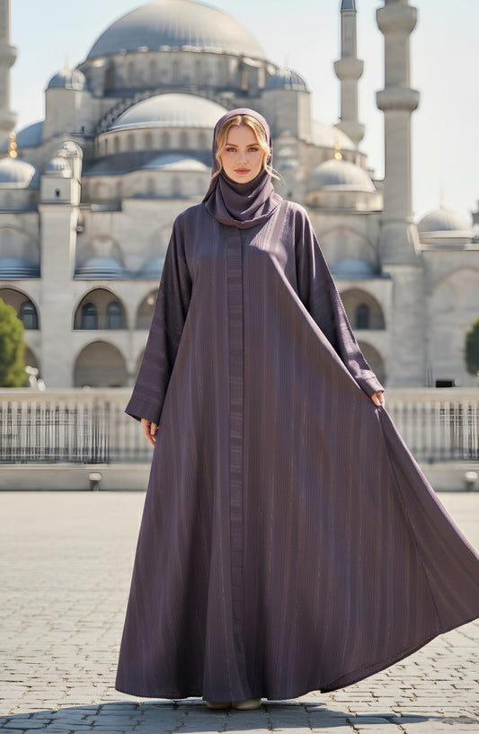 Kohinoor by TGM Straight-Cut Silhouette without Dupatta Premium Zoom Nidha Abaya - Desire Plum - TGM25KOH - Plum