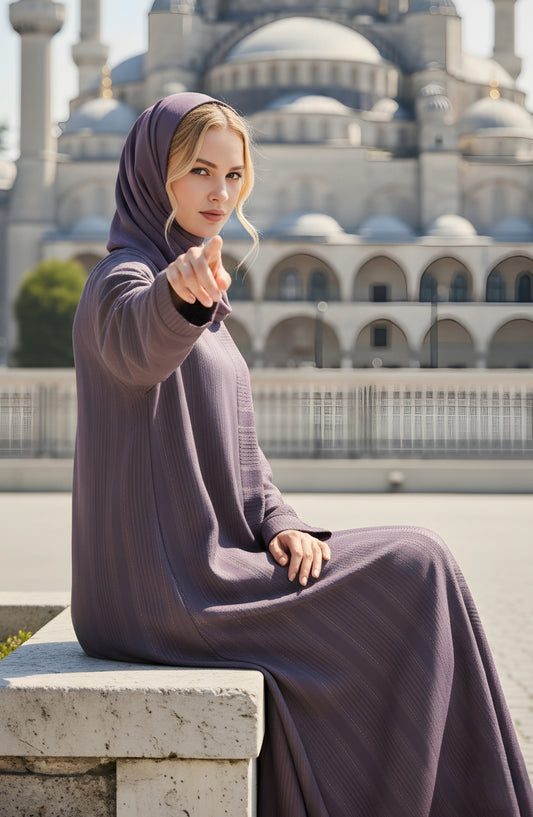 Kohinoor by TGM Straight-Cut Silhouette without Dupatta Premium Zoom Nidha Abaya - Desire Plum - TGM25KOH - Plum