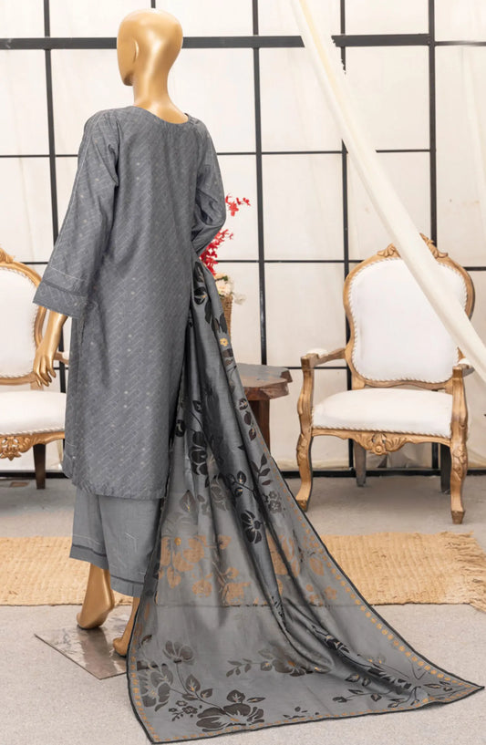 HZ RTW Damask Jacquard Devor Dupatta Collection - DJL 402 CHARCOAL