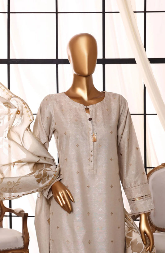 HZ RTW Damask Jacquard Devor Dupatta Collection - DJL 407 BEIGE