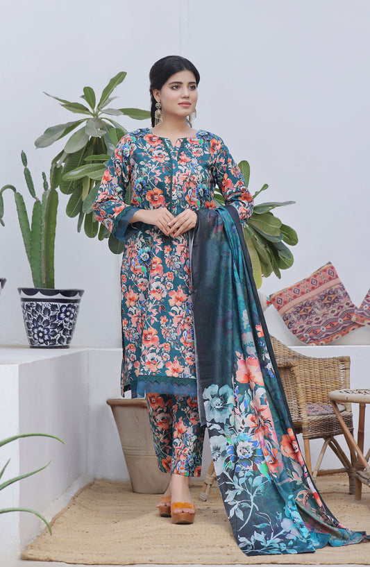 Designer Cotton Lawn 3 Pcs  Unstitched Printed Collection 2024 vol 04 - DL-105