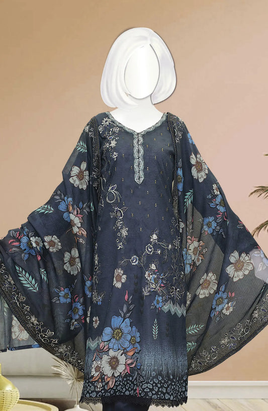 Premium Digital Print Emb Lawn Lining Collection - DL 344
